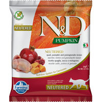 Produktbild von Farmina N&D Cat Pumpkin Trockenfutter Wachtel Kürbis und Granatapfel für kastrierte adulte Katzen 50g