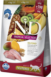 Produktbild von Farmina N&D Cat Tropical Selection Light Huhn Sterilisiert Katzenfutter für alle Altersstufen 2 x 5 kg (4+1 kg) - 2 x 5 kg