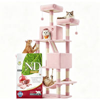 Produktbild von Farmina N&D Kratzbaum für Katzen Größe L in Pastellrosa mit 168 cm Höhe und Plüschdetails