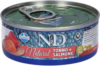 Farmina N&D Natural Katzen Nassfutter Pastete Thunfisch und Lachs Adult Getreidefrei 70 g – Bild 1 von 4