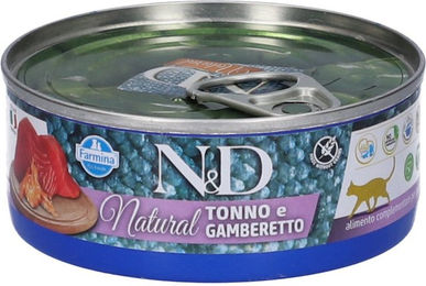 Farmina N&D Natural Nassfutter für Katzen Adult Thunfisch und Garnele Filets 80g – Bild 1 von 3