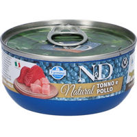 Produktbild von Farmina N&D Natural Nassfutter für Katzen Adult Thunfisch und Huhn Filets ohne Farb- und Aromastoffe 70g