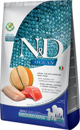 Produktbild von Farmina N&D Ocean Getreidefreies Hundefutter Adult Lachs und Kabeljau mit Melone Medium & Maxi 2 x 12 kg - 2 x 12 kg