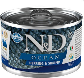 Produktbild von Farmina N&D Ocean Hundefutter Adult Hering mit Garnelen und Kabeljau in Sauce 140 g