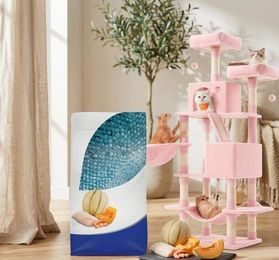 Farmina N&D Ocean Kitten Kabeljau getreidefreies Katzenfutter 1,5 kg und Kratzbaum Größe L in Pastellrosa mit 168 cm Höhe – Bild 1 von 1