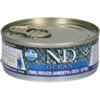 Produktbild von Farmina N&D Ocean Kitten Nassfutter Pastete mit Thunfisch, Kabeljau, Garnele & Kürbis, getreidefrei, 24x70 g