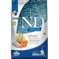 Produktbild von Farmina N&D Ocean Kitten Trockenfutter Kabeljau und Garnele mit Kürbis und Melone getreidefrei 5 kg - 5 kg