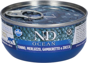 Farmina N&D Ocean Nassfutter für Katzen Adult Getreidefrei und Glutenfrei 80g Dose – Bild 1 von 3