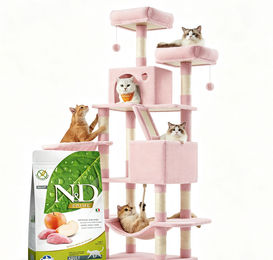 Farmina N&D Prime Katzenfutter Wildschwein getreidefrei 1,5 kg und Kratzbaum Größe L in Rosa mit 168 cm Höhe – Bild 1 von 1