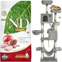 Produktbild von Farmina N&D Prime Kitten Huhn Getreidefrei 1,5 kg und großer Kratzbaum Grau mit Sisal 206 cm