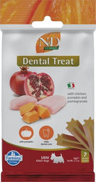 Produktbild von Farmina N&D Pumpkin Dental Treat Mini Zahnpflege-Leckerli für kleine Hunde mit Huhn und Granatapfel getreidefrei 60 g
