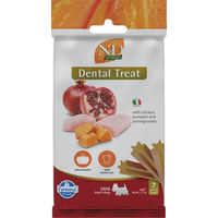 Produktbild von Farmina N&D Pumpkin Dental Treat Mini Zahnpflege-Leckerli für kleine Hunde mit Huhn und Granatapfel getreidefrei 60 g