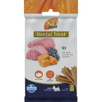 Produktbild von Farmina N&D Pumpkin Dental Treat Zahnpflege-Snack Lamm und Fisch für Junior Hunde Mini Getreidefrei 60 g