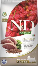 Produktbild von Farmina N&D Quinoa Adult Mini Trockenfutter Pellets für Hunde Ente und Hering glutenfrei und getreidefrei 2,5 kg