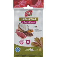 Produktbild von Farmina N&D Quinoa Dental Treat Skin & Coat Ente Hypoallergen Zahnpflege-Leckerli für kleine Hunde Adult 60 g