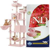 Produktbild von Farmina N&D Quinoa Katzen Trockenfutter Lamm Gewichtsmanagement getreidefrei 1,5 kg und Kratzbaum Größe L in Rosa mit 168 cm Höhe