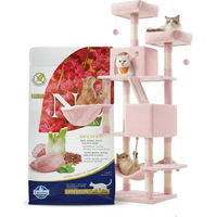 Produktbild von Farmina N&D Quinoa Katzenfutter Adult Lamm Verdauung Getreidefrei 1,5 kg und Kratzbaum Rosa Größe L 168 cm aus Plüsch