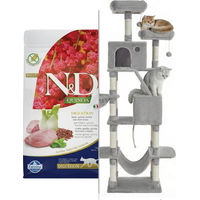 Produktbild von Farmina N&D Quinoa Katzenfutter Lamm Verdauung Adult Getreidefrei 1,5 kg und Großer Kratzbaum Grau 206 cm mit Sisal