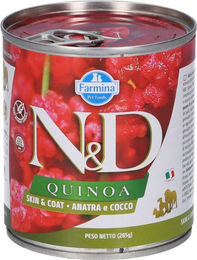 Farmina N&D Quinoa Skin & Coat Bio Nassfutter Hund Adult Getreidefrei mit Ente Hirsch und Hering – Bild 1 von 4