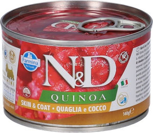 Farmina N&D Quinoa Skin & Coat Bio Nassfutter Hund Adult Mini mit Ente Hering Wachtel oder Hirsch 140g – Bild 1 von 4