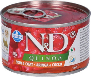 Farmina N&D Quinoa Skin & Coat Bio Nassfutter Hund Adult Mini mit Ente Hering Wachtel oder Hirsch 140g – Bild 1 von 4