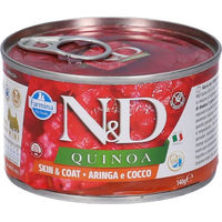 Produktbild von Farmina N&D Quinoa Skin & Coat Bio Nassfutter Hund Adult Mini mit Ente Hering Wachtel oder Hirsch 140g
