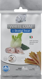 Farmina N&D White Dental Treat Mini Zahnpflege-Leckerli für erwachsene kleine Hunde mit Fisch und Monoprotein 60 g – Bild 1 von 2