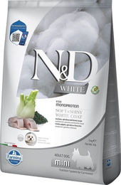 Produktbild von Farmina N&D White Hund Adult Mini Fisch mit Wolfsbarsch, Spirulina und Fenchel 5 kg - 5 kg