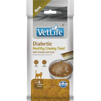 Produktbild von Farmina Vet Life Cat Diabetic cremiger Snack mit Huhn und Thunfisch für erwachsene Katzen zur Blutzuckerregulierung 60g