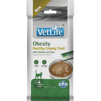 Produktbild von Farmina Vet Life Cat Obesity Cremiger Snack Huhn und Thunfisch für erwachsene Katzen zur Gewichtskontrolle 60g