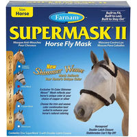 Produktbild von Farnam Supermask II Fliegenmaske für Pferde mit Ohren in Grau