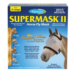 Farnam Supermask II Fliegenmaske für Pferde Silber-Geflecht mit schwarzem Rand Größe XL – Bild 1 von 2