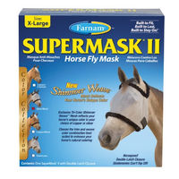 Produktbild von Farnam Supermask II Fliegenmaske für Pferde Silber-Geflecht mit schwarzem Rand Größe XL