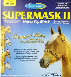 Produktbild von Farnam Supermask II Fliegenmaske mit Ohrenschutz für Pferde in Braun
