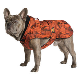 Fashion Dog Hunde-Steppmantel für Französische Bulldogge mit Fleece-Futter und wasserabweisender Oberfläche in Orange-Bunt – Bild 1 von 5