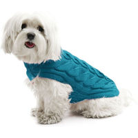 Produktbild von Fashion Dog Hunde-Strickpullover mit Zopfmuster aus Wolle in Türkis