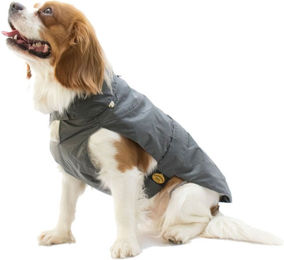 Fashion Dog Hundemantel aus Nylon in Grau mit wasserdichter Funktion und Kunstpelz-Futter – Bild 1 von 3