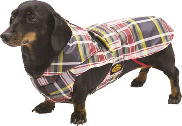 Fashion Dog Regenmantel für Dackel in Tartan Bunt aus Nylon waterproof 47 cm – Bild 1 von 2