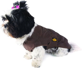 Fashion Dog Regenmantel für Hunde aus Nylon in Braun waterproof 85 cm – Bild 1 von 3
