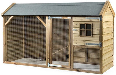 FATMOOSE BunnyBase Bliss Freigehege aus Massivholz für Kaninchen und Meerschweinchen in Braun mit Auslauf und raubtiersicherem Schutz – Bild 1 von 5