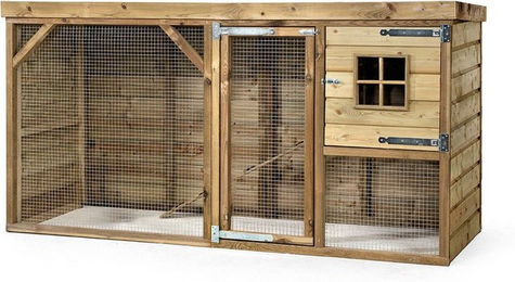 FATMOOSE BunnyBase Bliss Freigehege aus Massivholz für Kaninchen und Meerschweinchen mit Auslauf in Braun – Bild 1 von 5