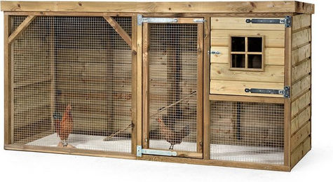 FATMOOSE Hühnerstall CosyChicken Cottage aus massivem Holz mit Auslauf in Braun – Bild 1 von 5