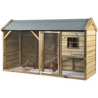 Produktbild von FATMOOSE Hühnerstall CosyChicken Cottage aus massivem Holz mit Auslauf in Braun