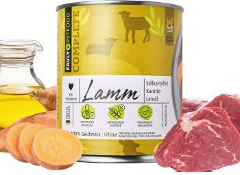 FAVLY Hund Nassfutter Lamm mit Süßkartoffel Karotte und Leinöl Adult 12x800g getreidefrei und monoprotein - 12 x 800 g – Bild 1 von 5