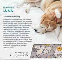 Produktbild von FDM Luna Hundebett für kleine Hunde mit Memory Foam und abnehmbarem waschbarem Bezug Grau/Gelb 70x60 cm