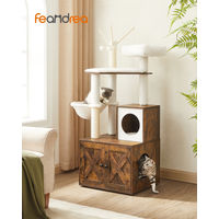 Produktbild von FEANDREA 2-in-1 Kratzbaum mit Katzenklo-Schrank braun 140 cm