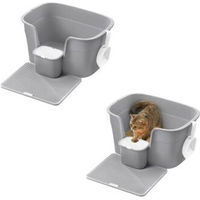 Produktbild von FEANDREA 2er Set Katzentoilette Jumbo aus Kunststoff Grau mit hohen Seitenwänden