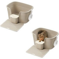 Produktbild von FEANDREA 2er Set Katzentoilette Jumbo aus Kunststoff in Beige mit hohen Seitenwänden