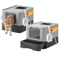 Produktbild von Feandrea 2er Set Katzentoiletten mit Deckel und ausziehbarem Tablett