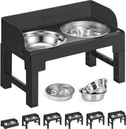 Feandrea Erhöhte Hundenapf Futterstation aus Edelstahl mit Antischlingnapf Schwarz 42,5 x 24 x 36,5 cm – Bild 1 von 1